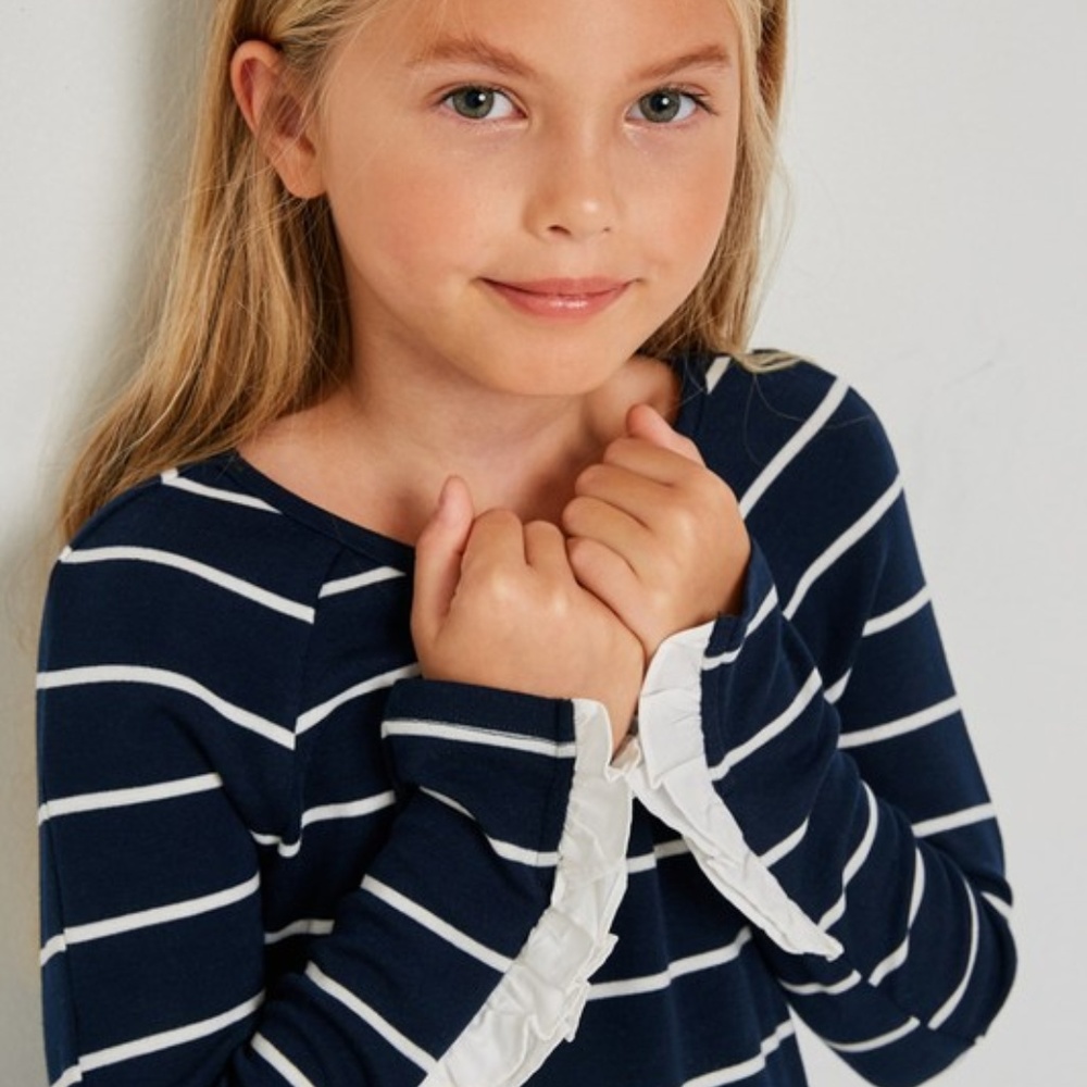 Girl's Navy Striped Top